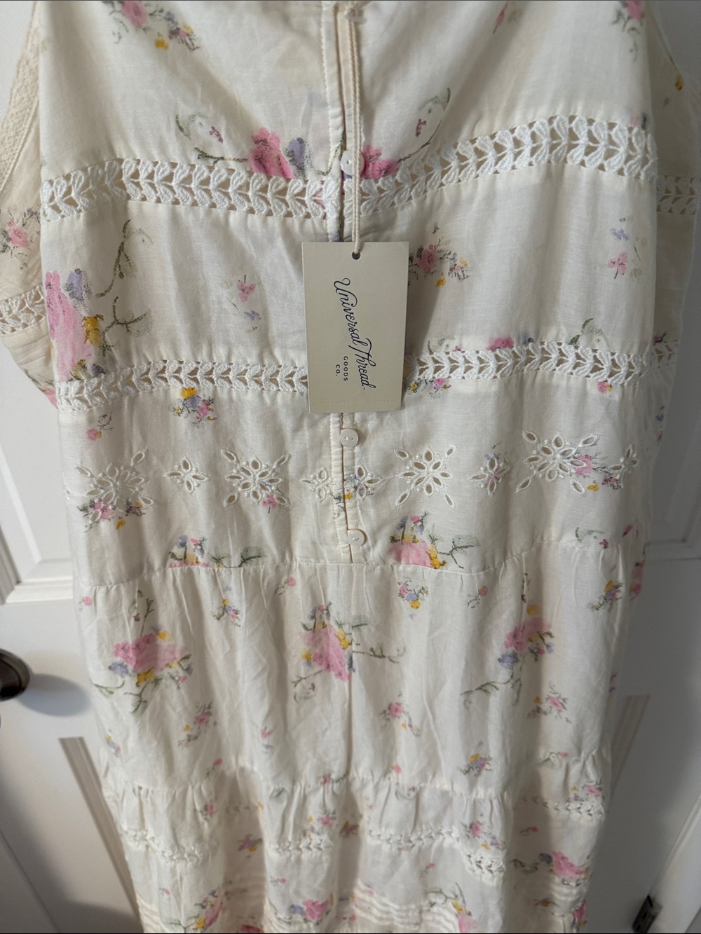 Universal Thread Cream Boho Dainty Floral Tiered Maxi Dress Cottagecore Size XXL - Picture 5 of 7